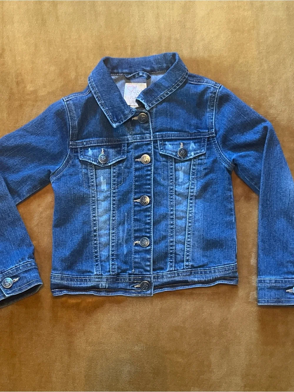 Children's Place Blue Jean Jacket Girls Size 5/6 Snap Front Denim Pockets School
